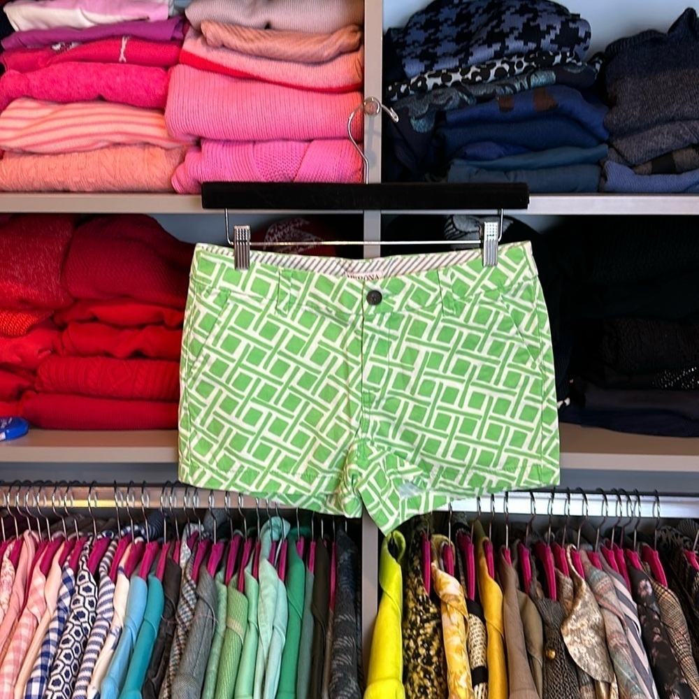 Merona green/white print 3” shorts size 2